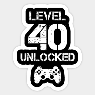 Level 40 Unlocked T-Shirt - 40th Birthday Gift Sticker